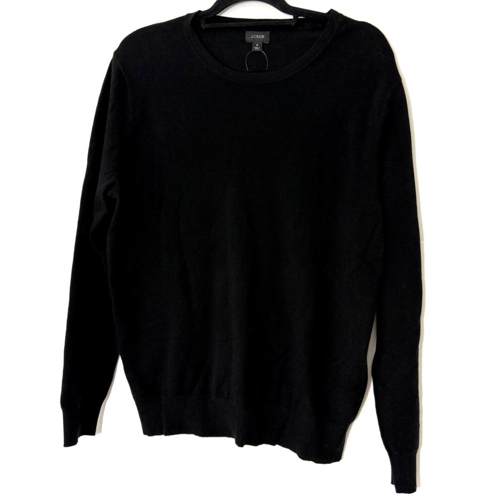 J.Crew Sweater Mens Medium Black Crewneck Cotton Cashmere Blend NWT